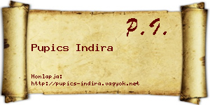 Pupics Indira névjegykártya